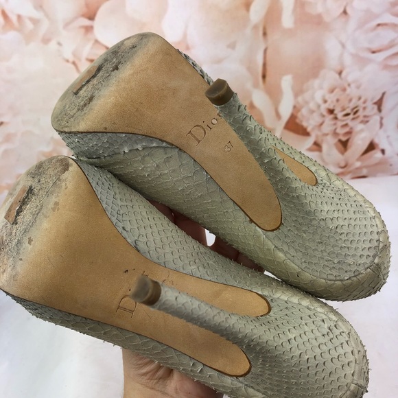 Christian Dior beige heels snakeskin leather 7 - Picture 5 of 8
